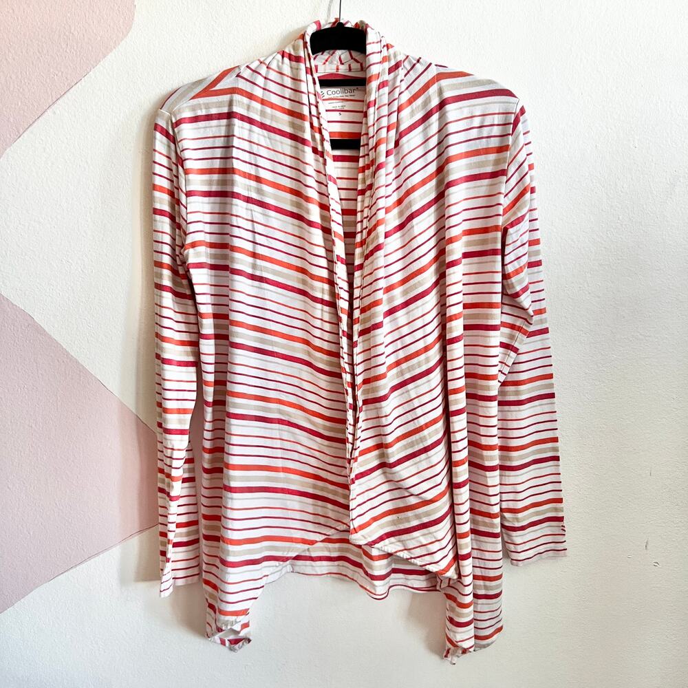 Coolibar Cardigan Women's Small Striped Sun Wrap Topper Cover Up UPF‎ 50+